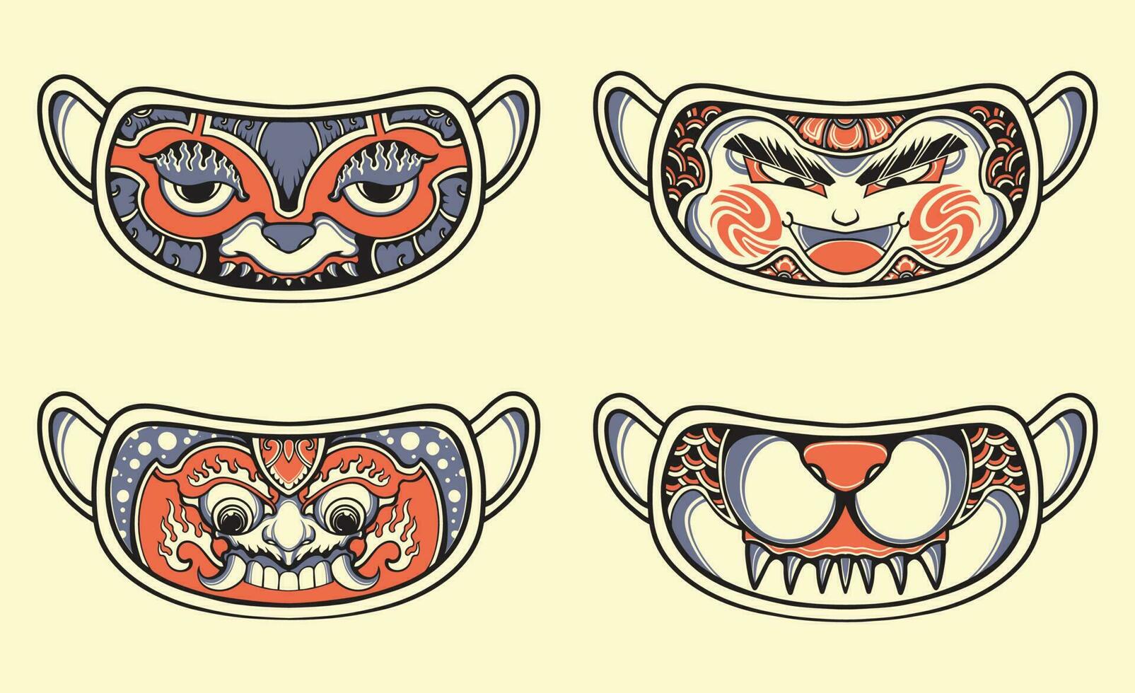 japanese face mask vector set