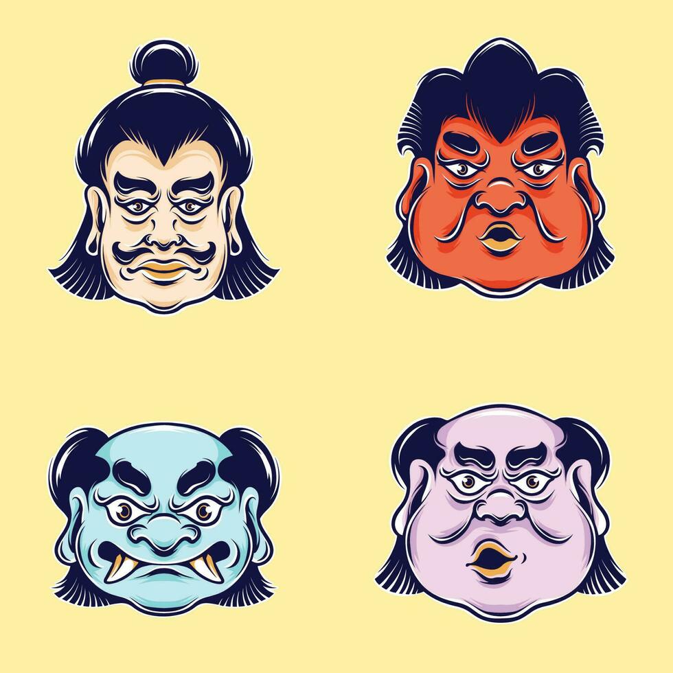 japanese mask character vector set