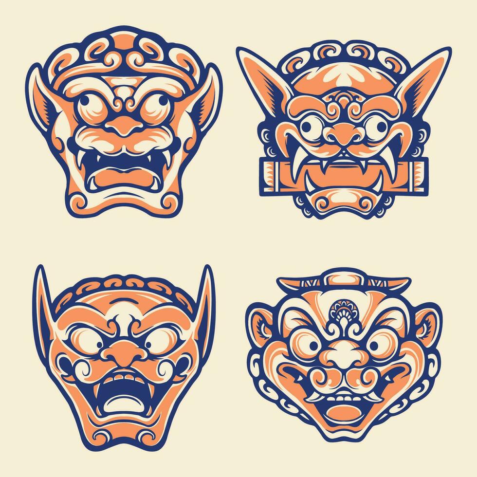 japanese foodog character vector set