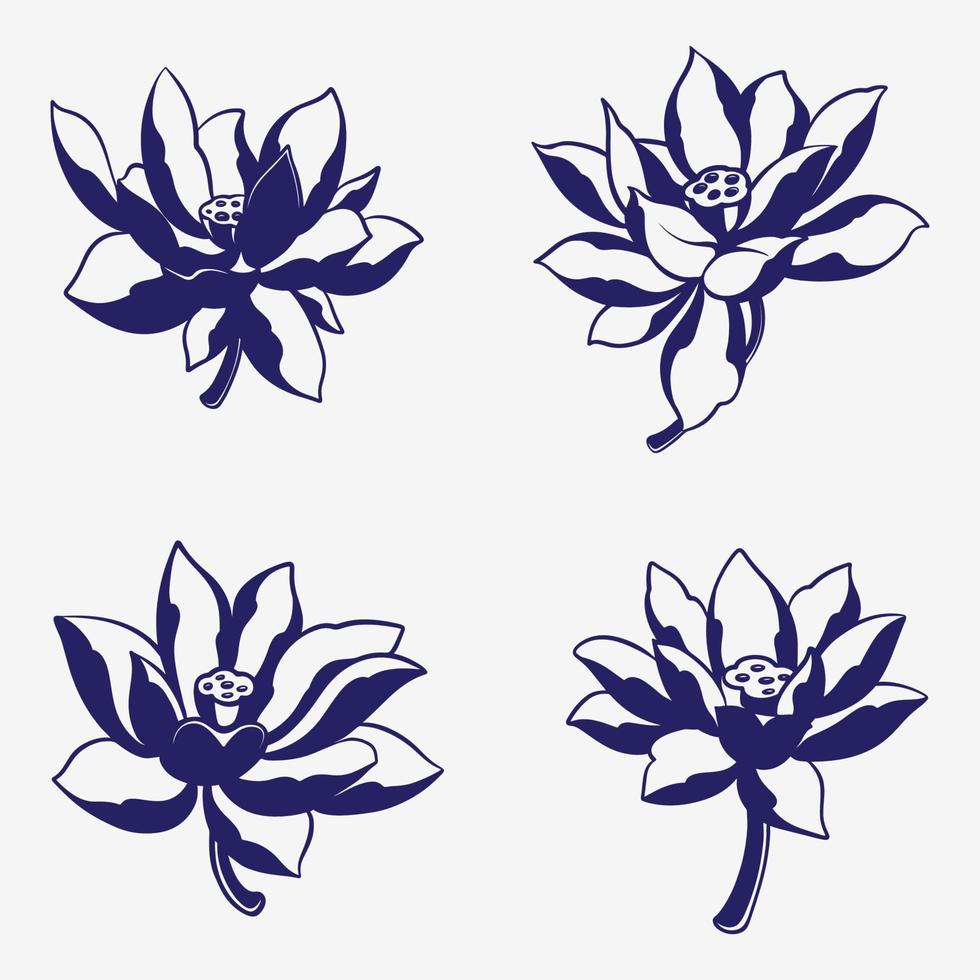 lotus flower silhouette vector set