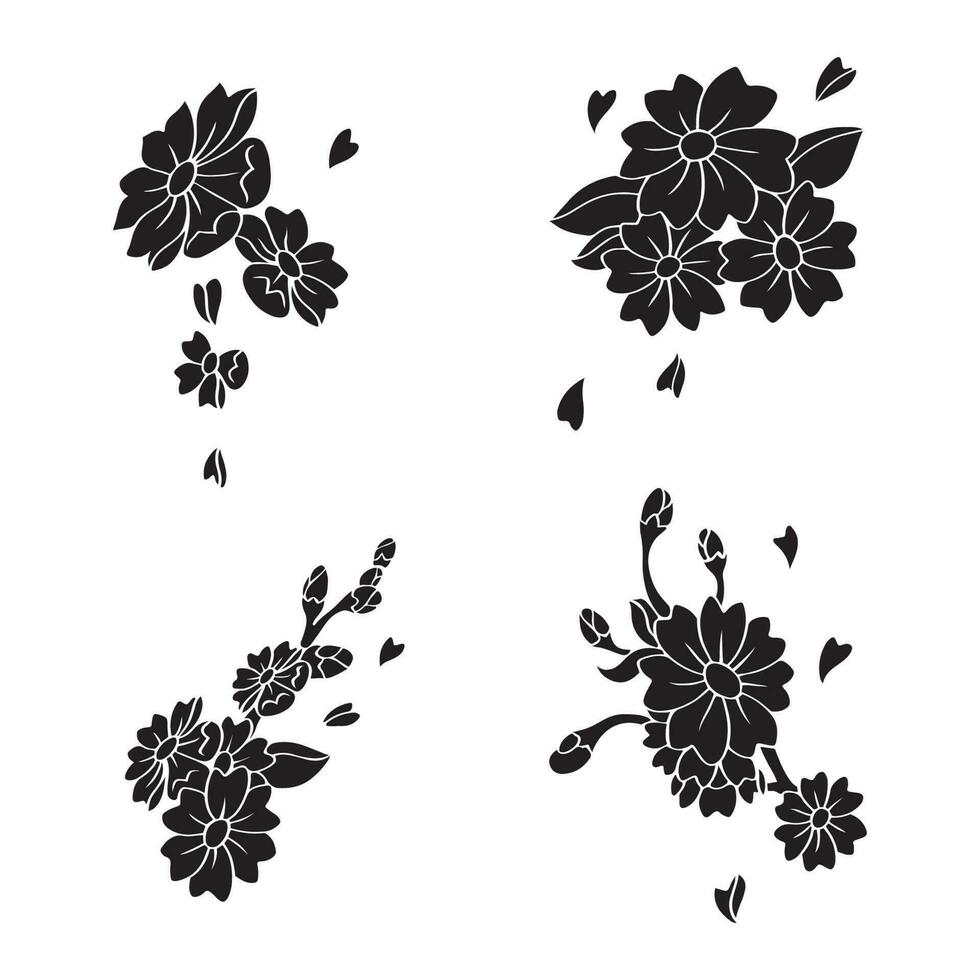 japanese sakura flower vetor set vector