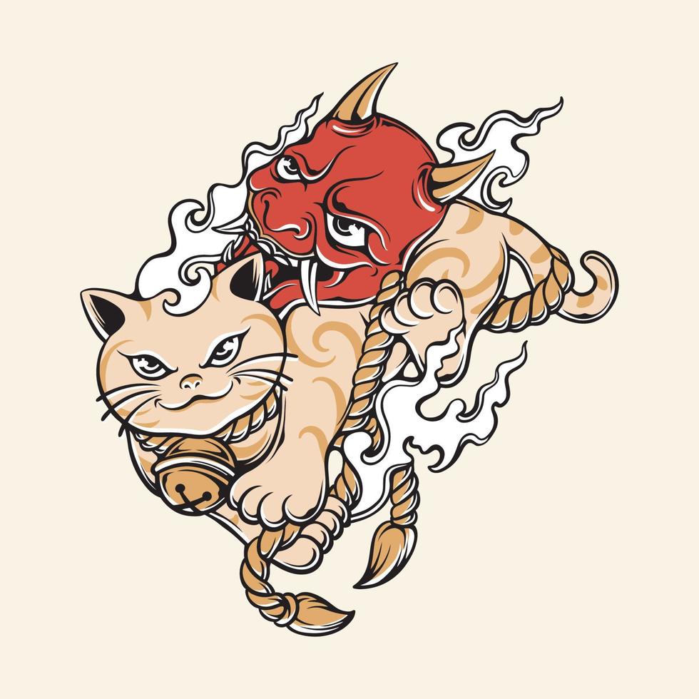 japanese cute neko vector art