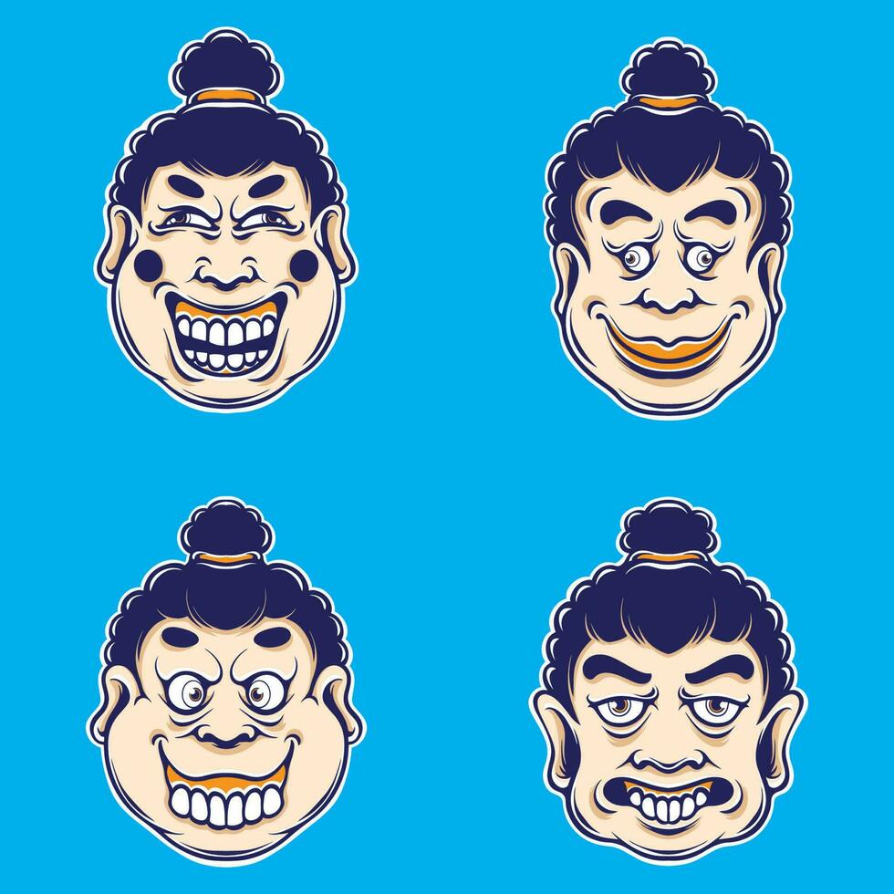 japanese funny mask vector set