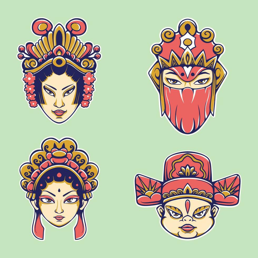 japanese mask character vector set