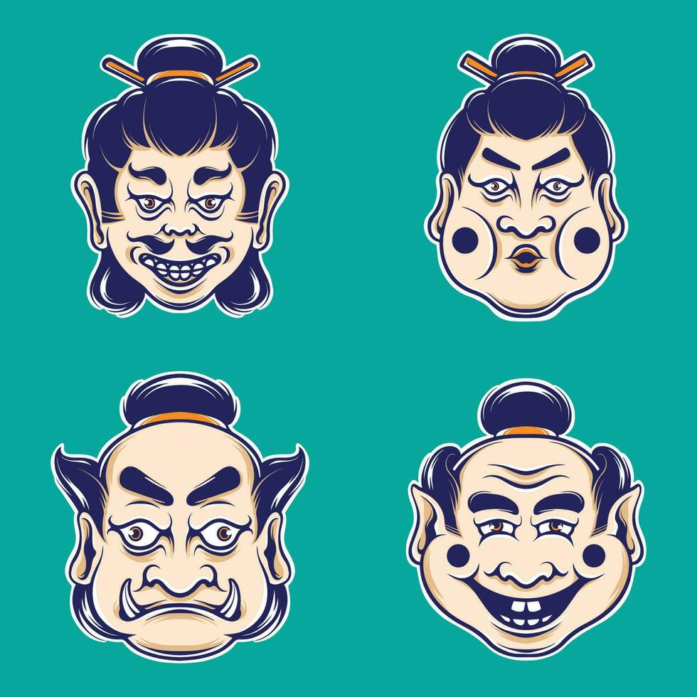 japanese cute mask vector set