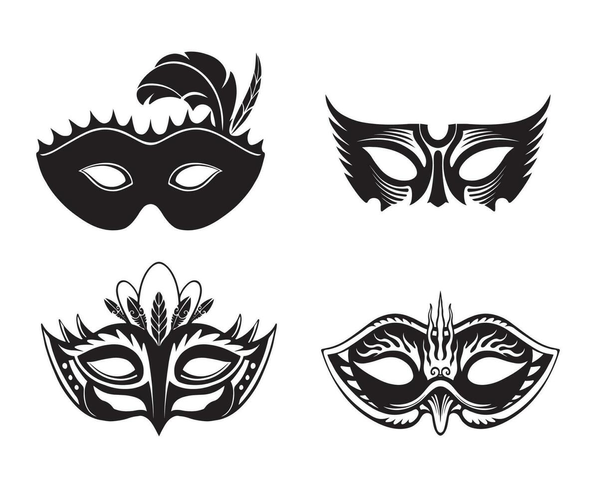 party mask silhouette vector set