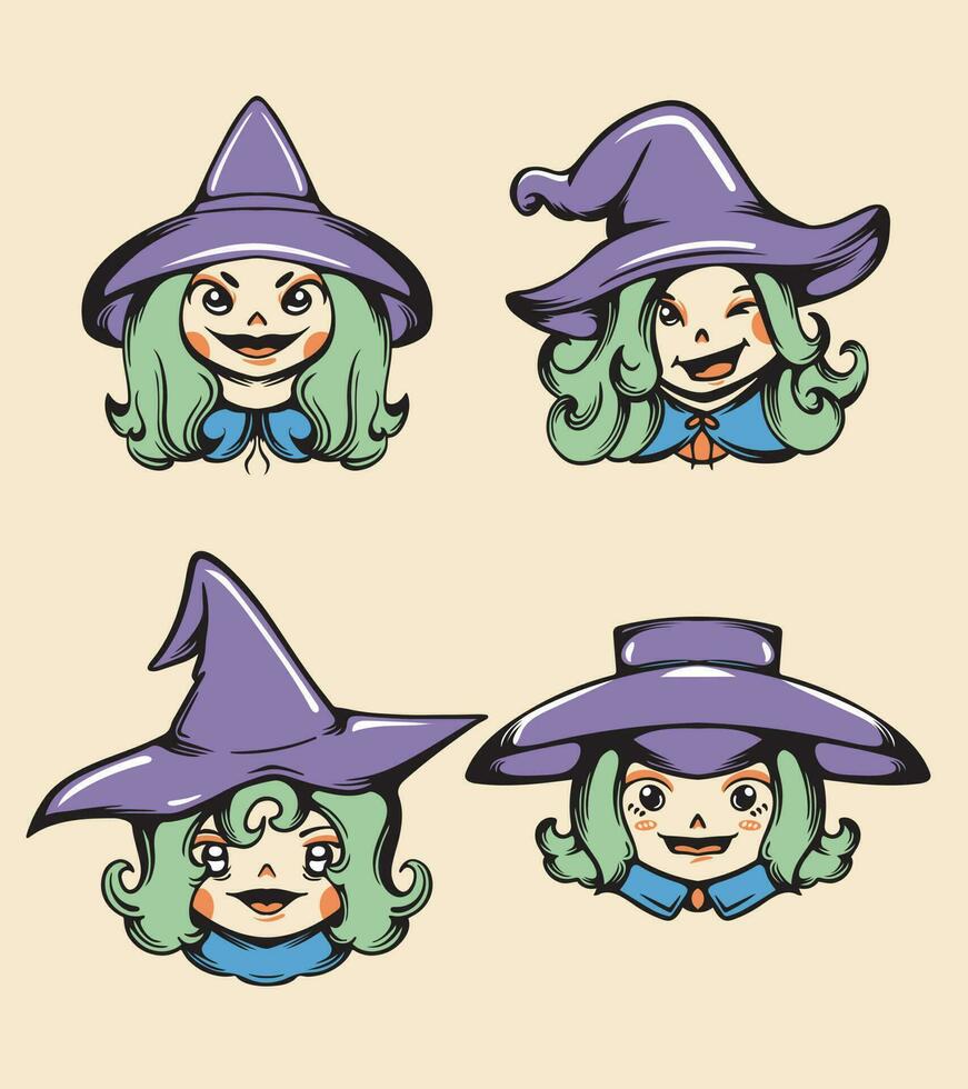 Cute Witch Art Vector Asset