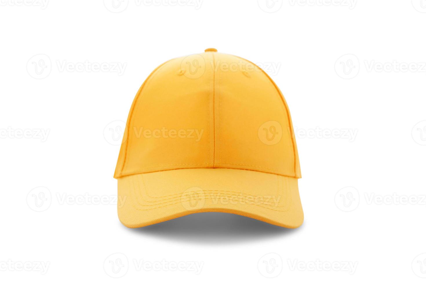 béisbol gorra amarillo plantillas, frente puntos de vista aislado en blanco antecedentes foto