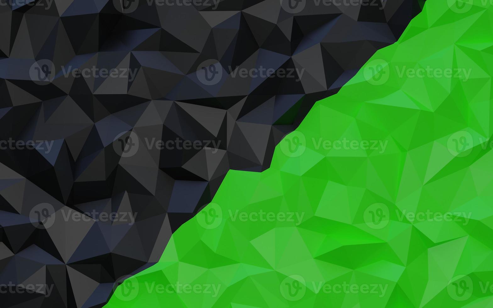 Abstract geometric green and black color background, polygon, low poly pattern. 3d render illustration. photo