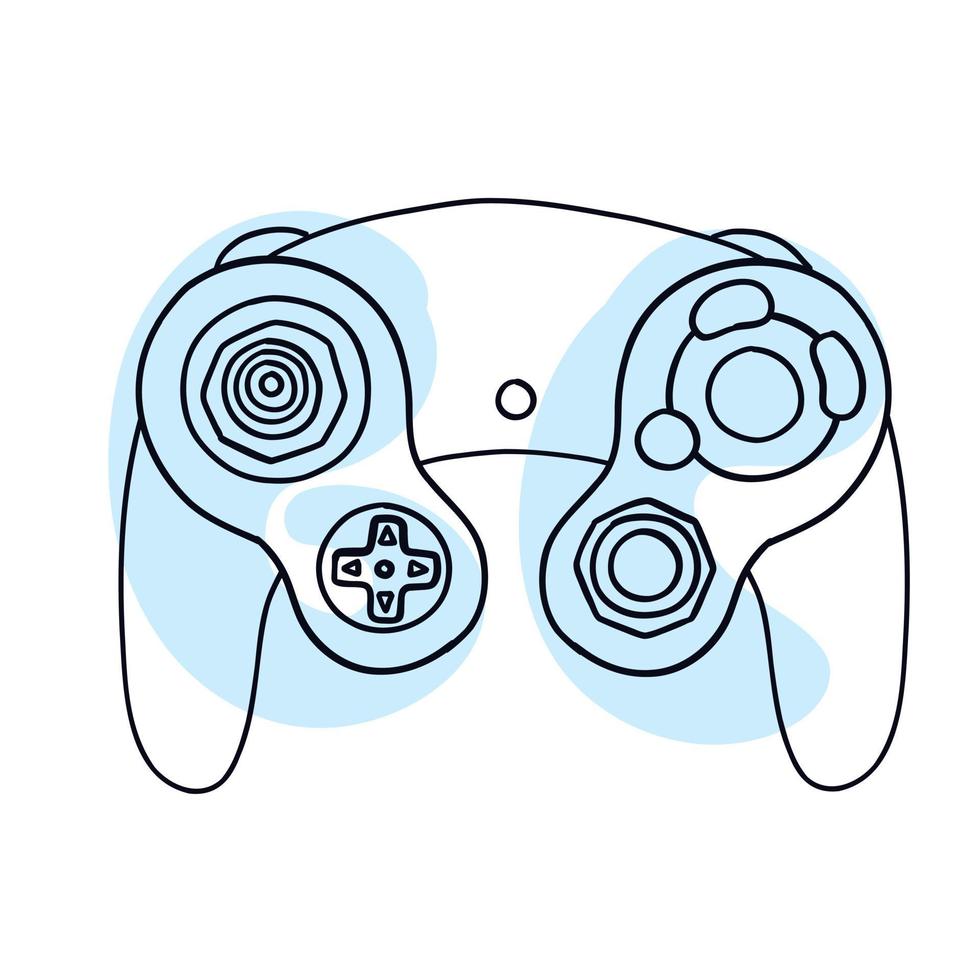 Game retro controller. Vector illustration in hand-drawn cartoon flat style isolated on white background.