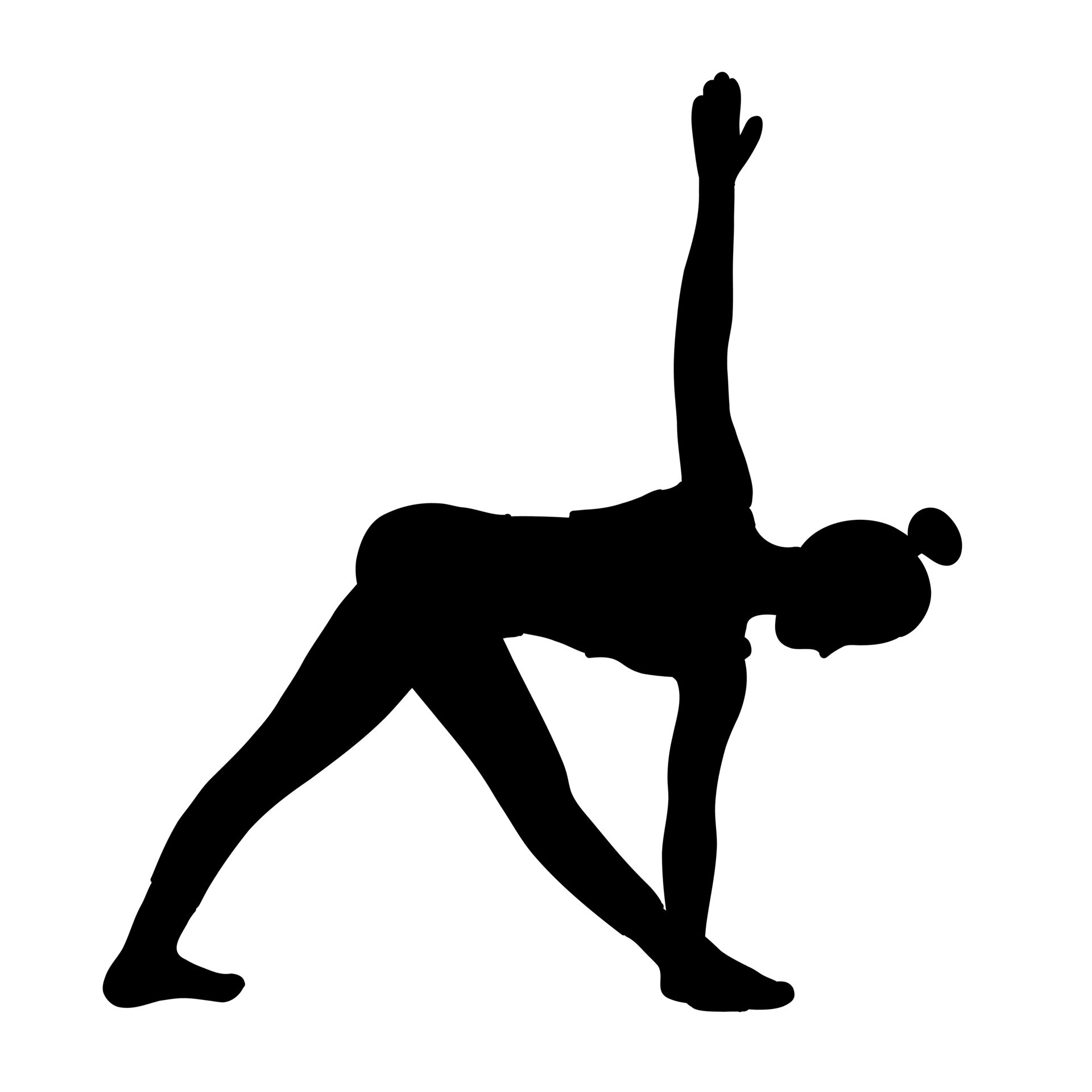 Yoga pose. Black shadow. Female woman girl. Vector illustration in