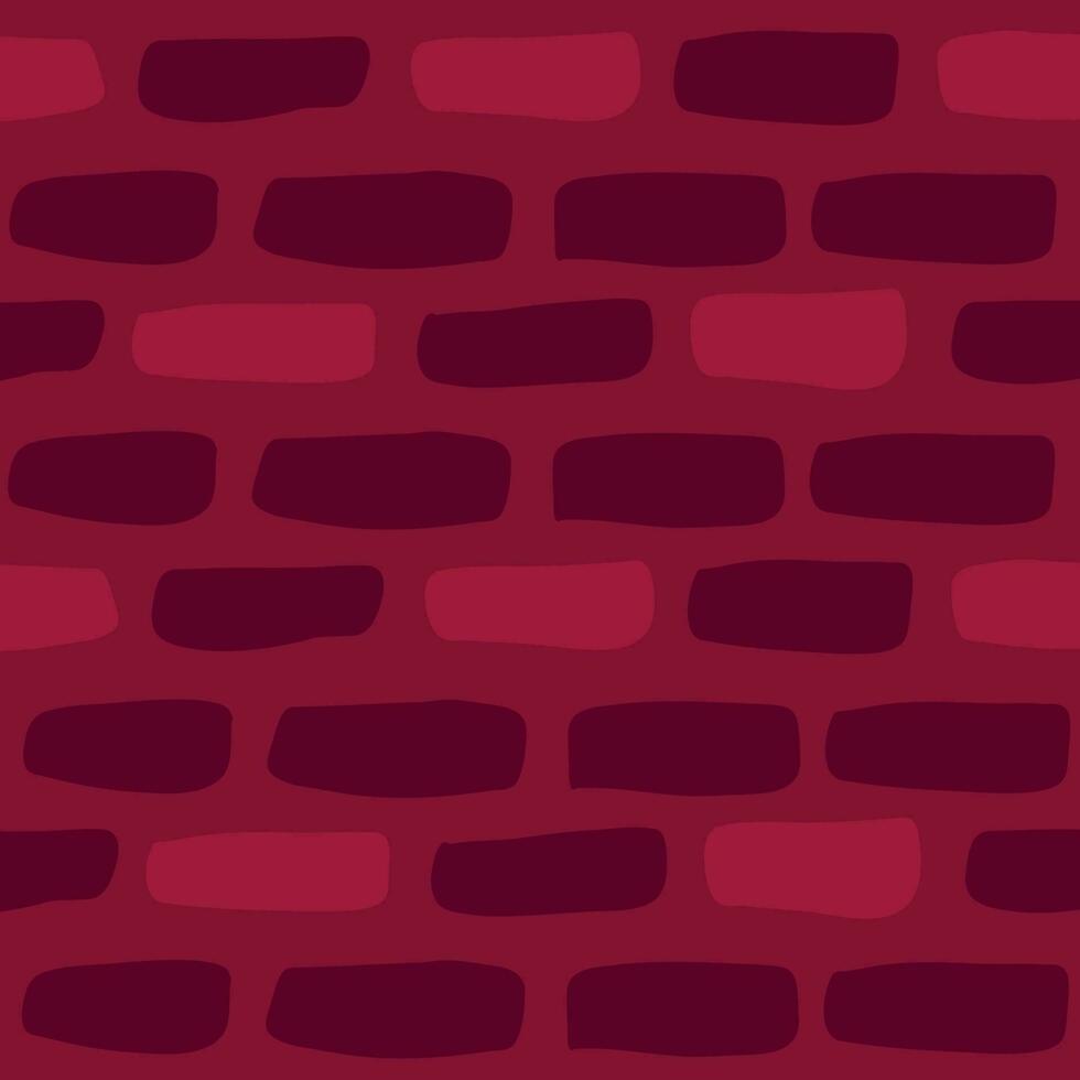 Colorful brick seamless pattern vector. Vector illustration in flat style on red background.