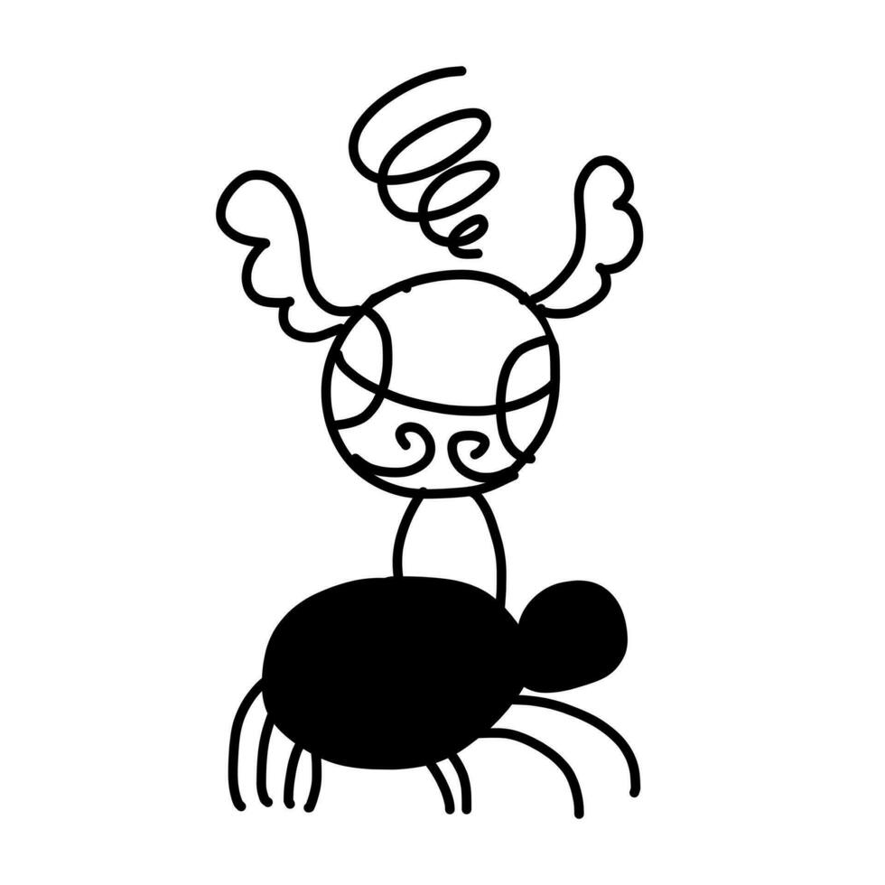 Simple spider in cartoon doodle style. Vector illustration isolated on white background.