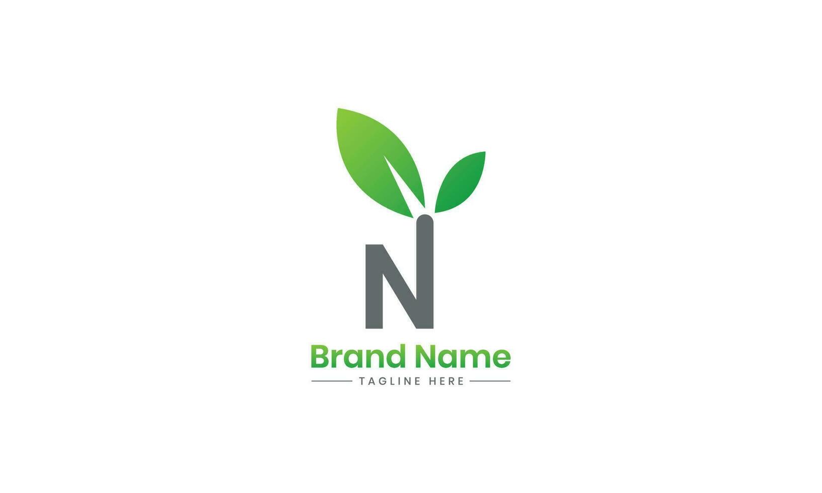Initial N letter logo. Natural logo with letter N leaf. Leaf logo. Pro vector