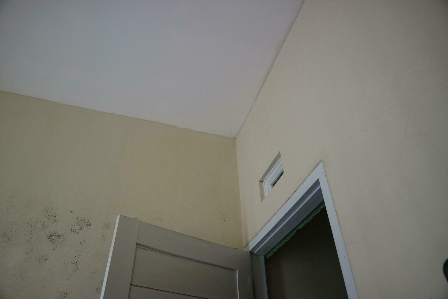 un esquina de el pared de un habitación con blanco pintar foto