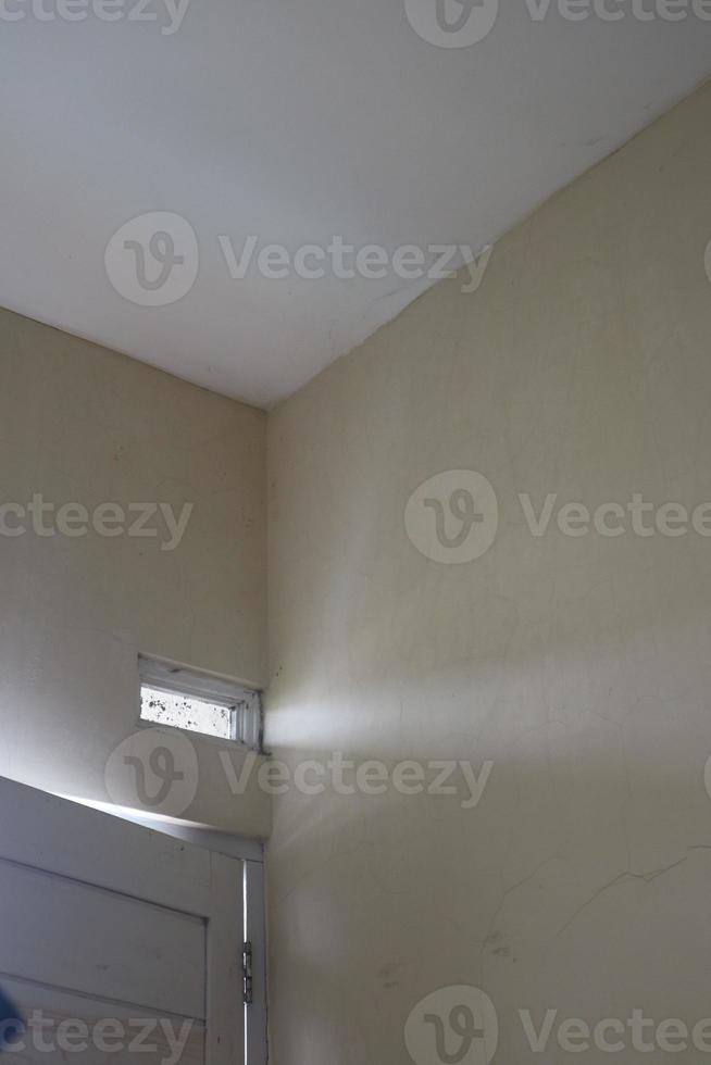 a corner of the wall of a room with white paint photo