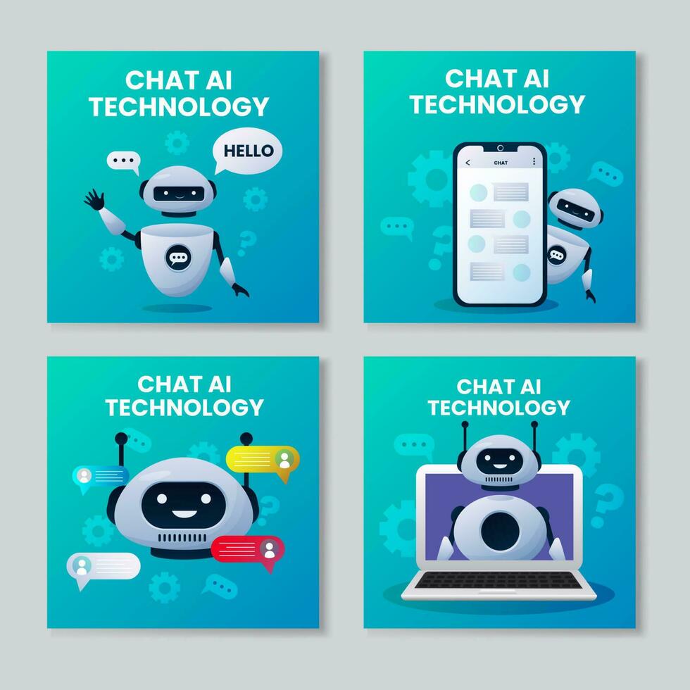 Smart Chatbot AI Social Media Post Template vector