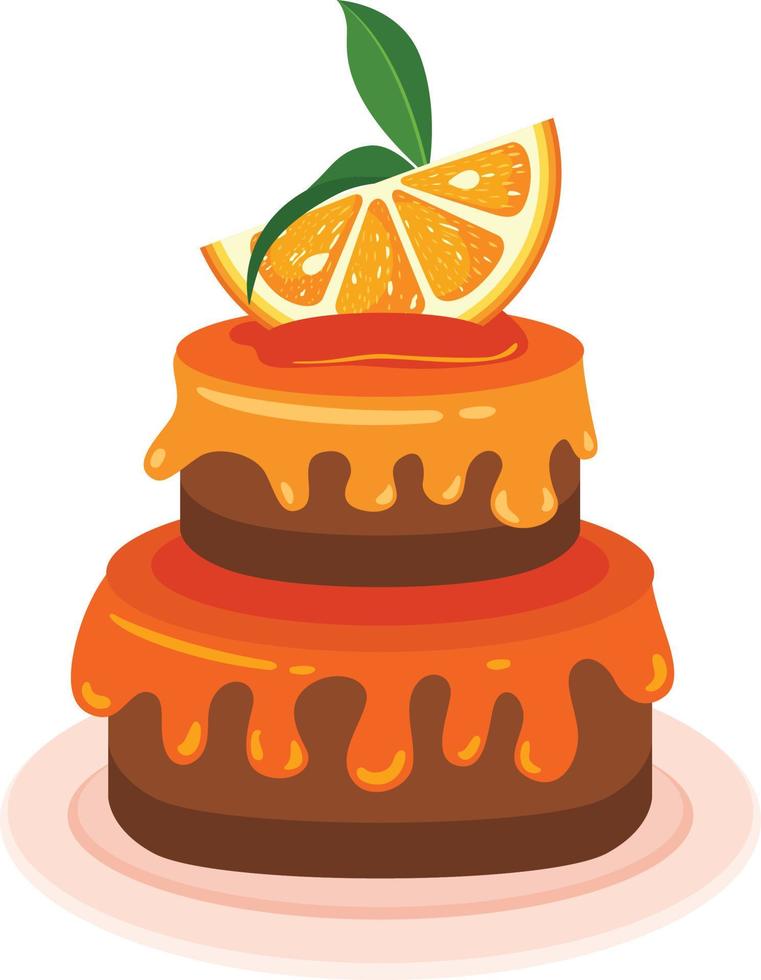 naranja pastel aislado en blanco. vector