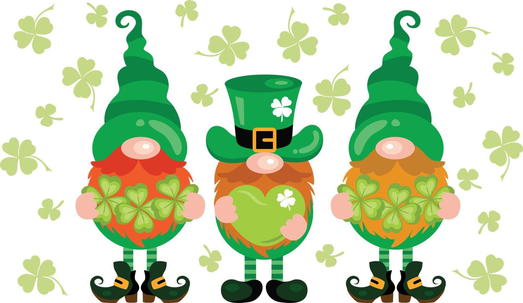 Three funny St Patrick s Day gnomes vector