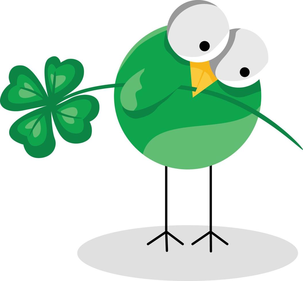 St Patrick s day bird holding a green clover vector
