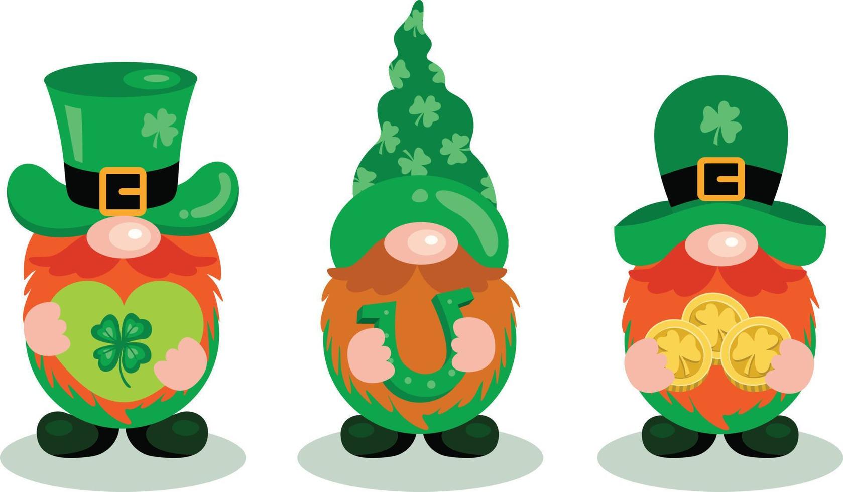 Three cute and funny St Patrick s day gnomes vector