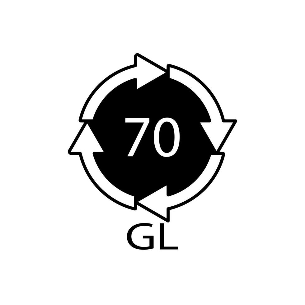 Glass recycling code 70 GL. Vector illustration