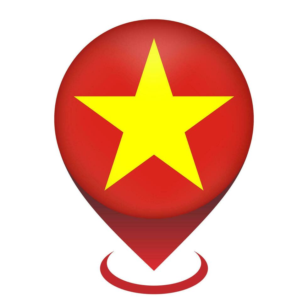 Map pointer with contry Vietnam. Vietnam flag. Vector illustration.