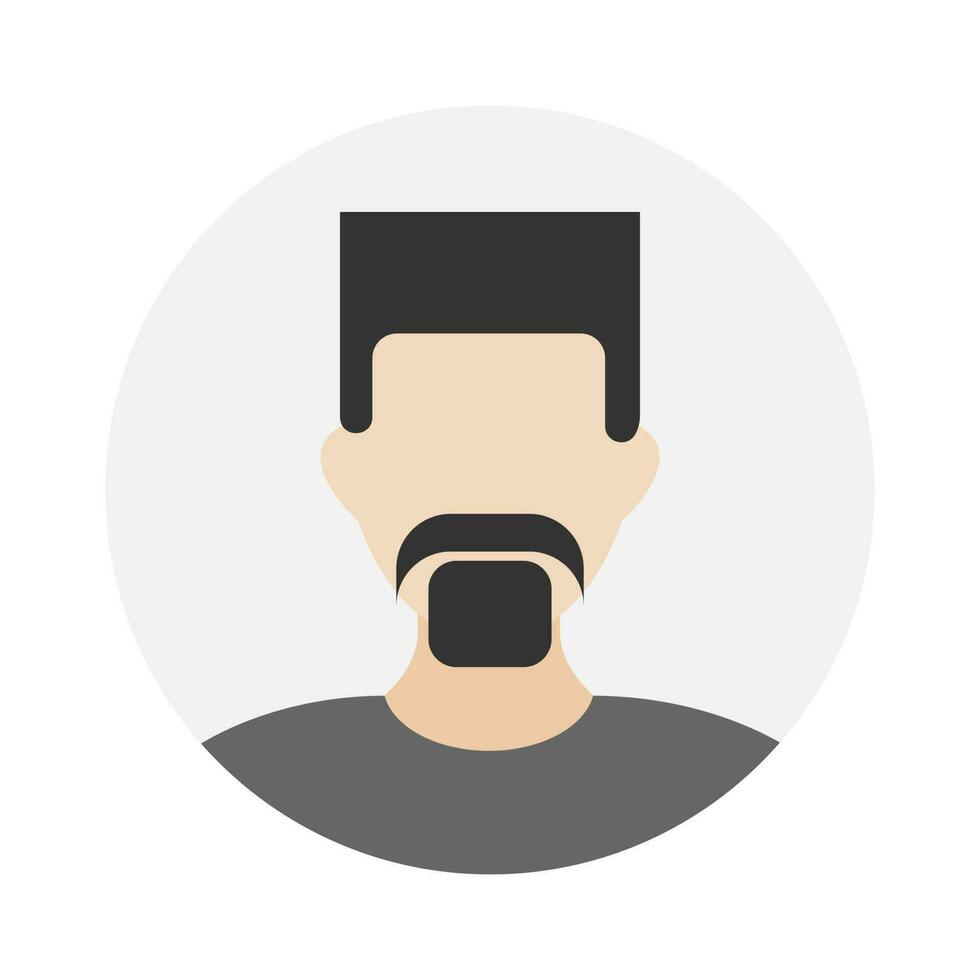 Empty face icon avatar with beard and hair. Vector illustration.