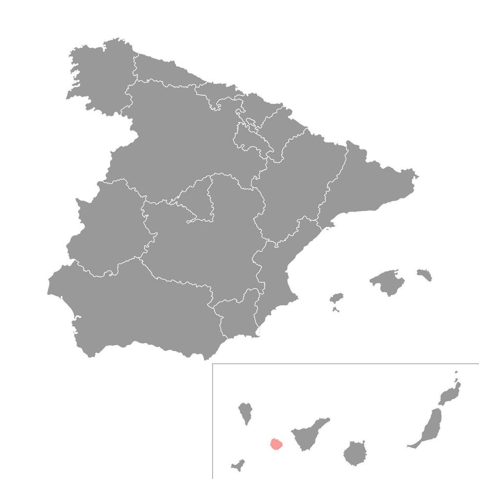 mapa de la isla de la gomera, región de españa. ilustración vectorial vector