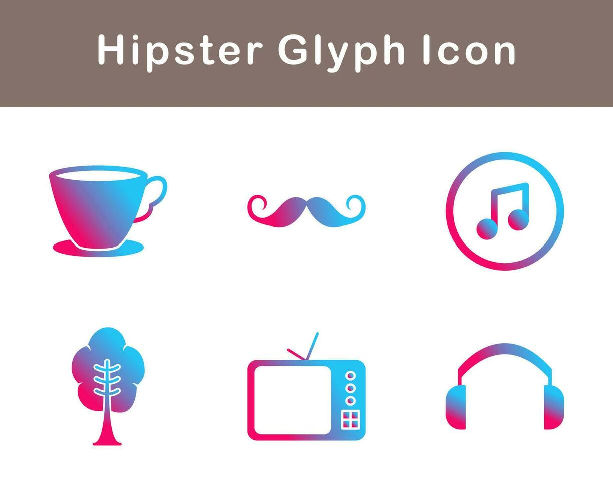 hipster vector icono conjunto