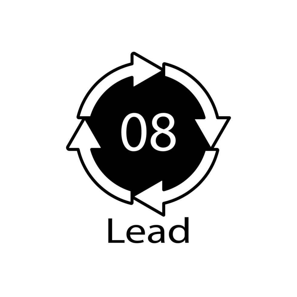 Battery recycling symbol 8 Lead , battery recycling code 8 Lead vector