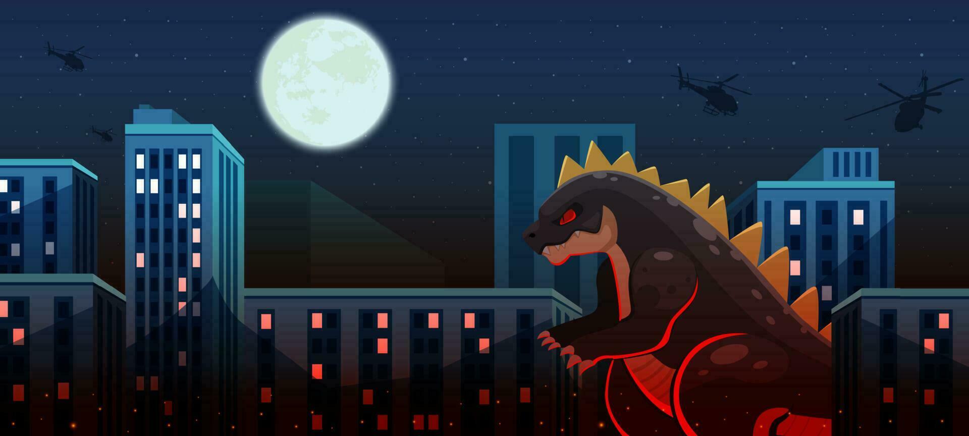 Giant Monster Invading The City vector