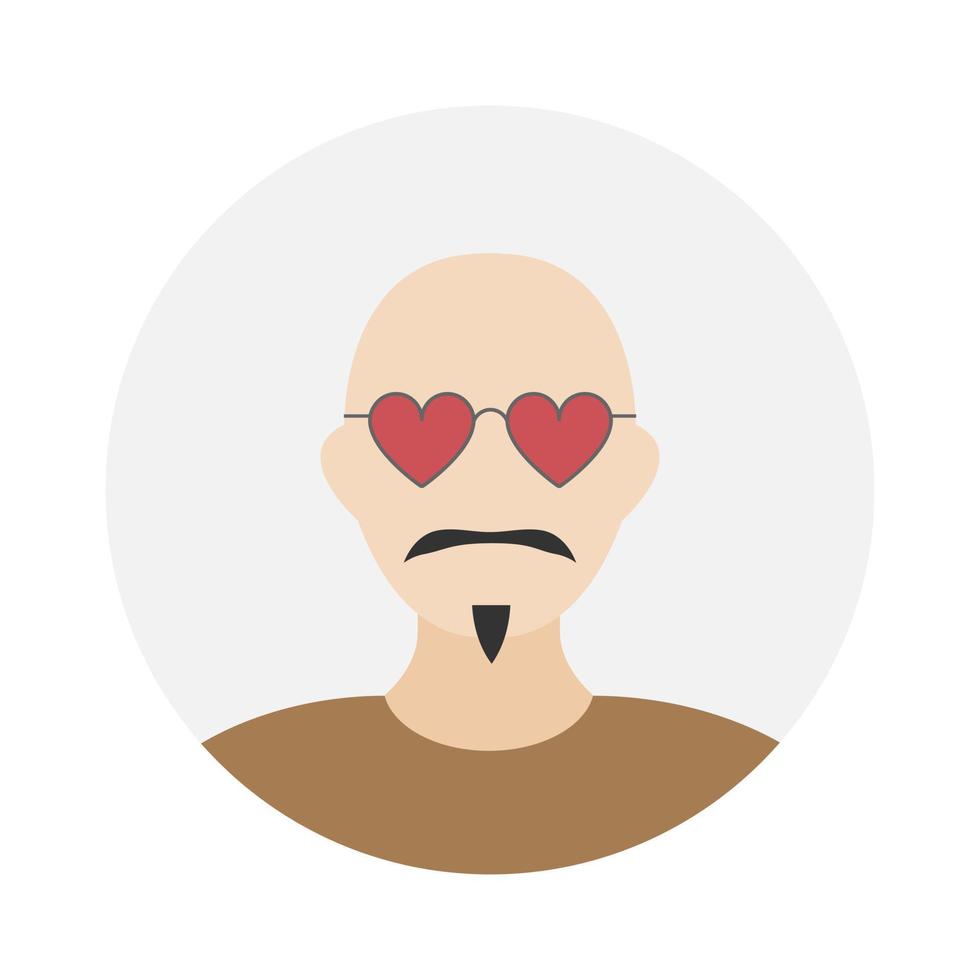 Empty face icon avatar with Heart Sunglasses. Vector illustration.