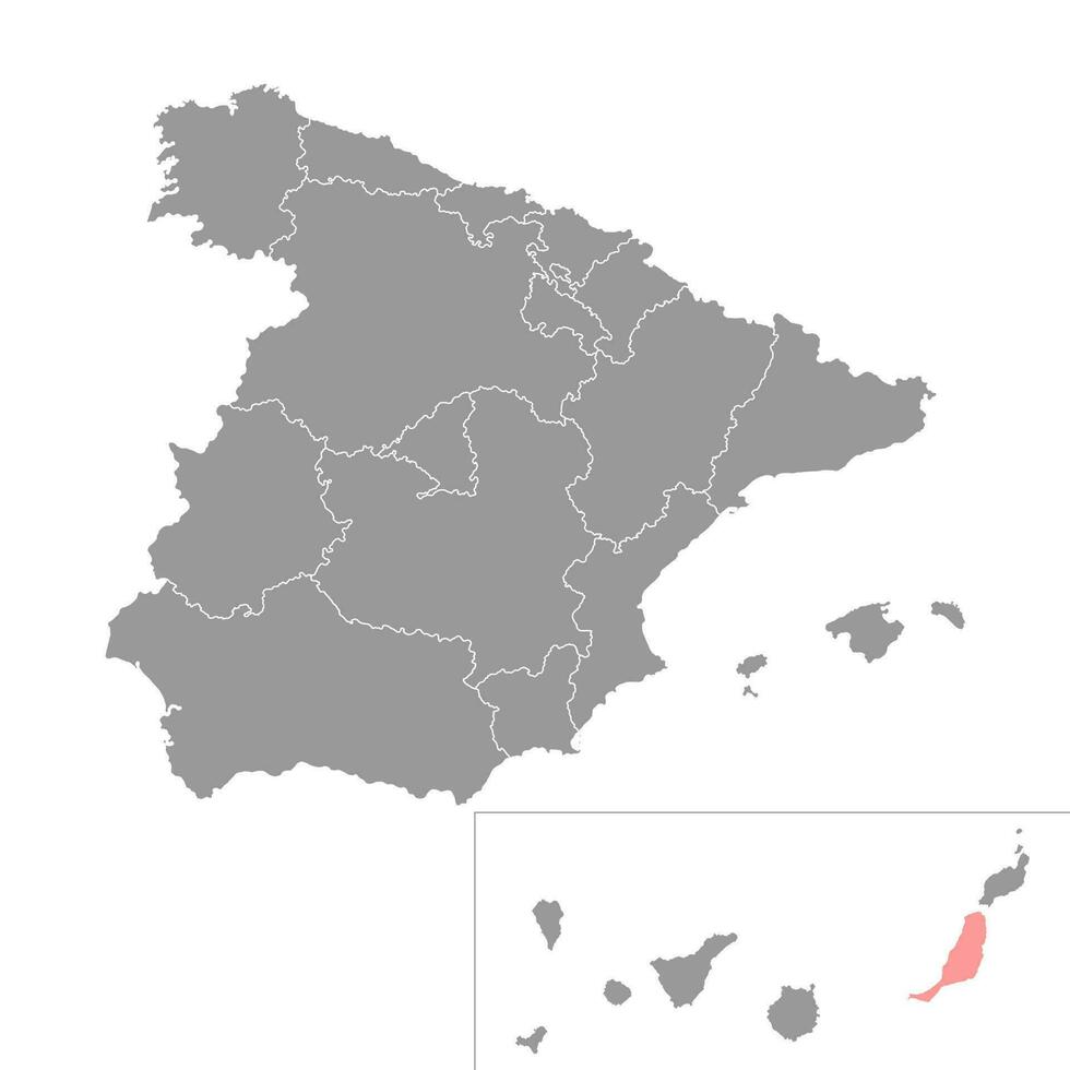 mapa de la isla de fuerteventura, región de españa. ilustración vectorial vector