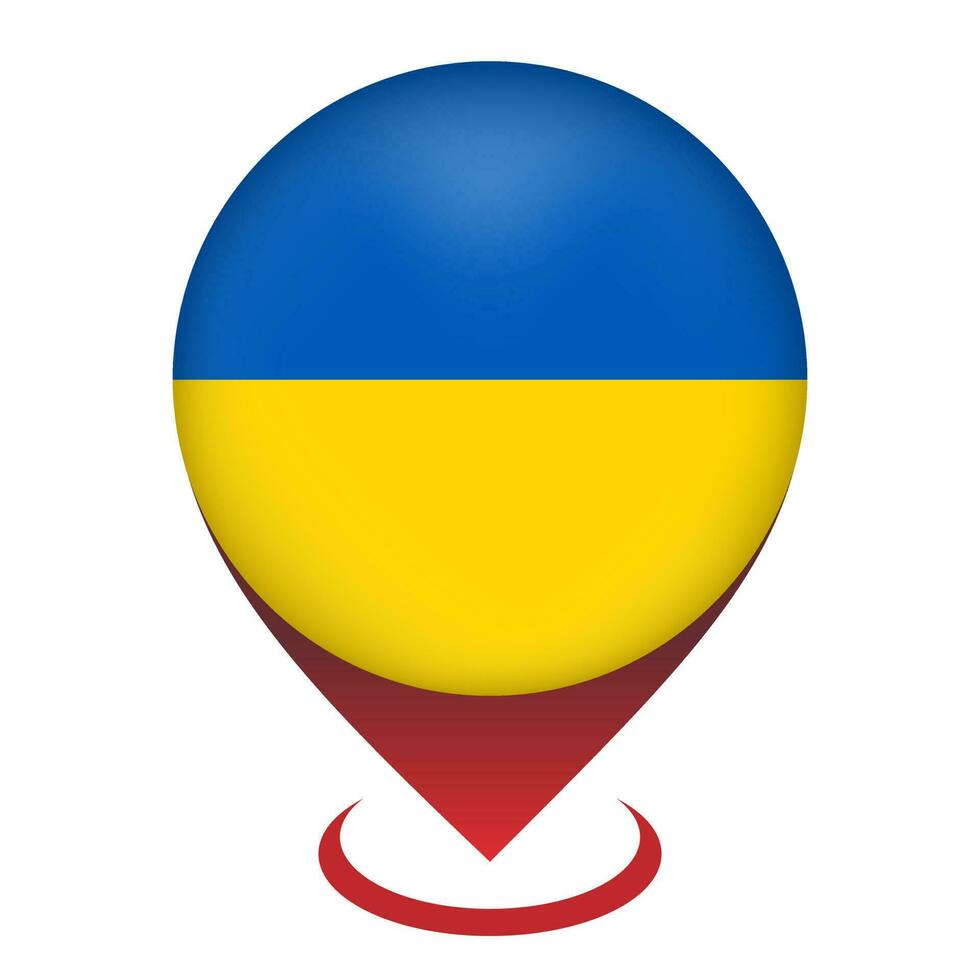 Map pointer with contry Ukraine. Ukraine flag. Vector illustration.