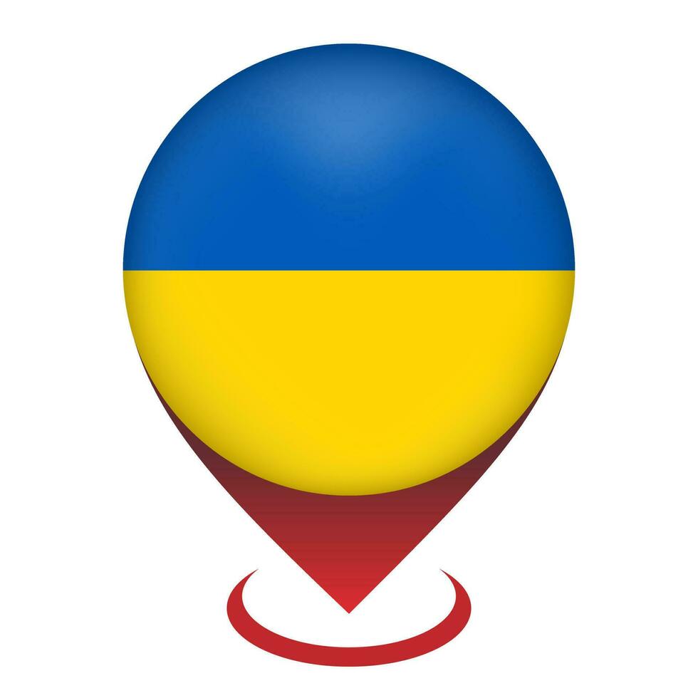 Map pointer with contry Ukraine. Ukraine flag. Vector illustration.