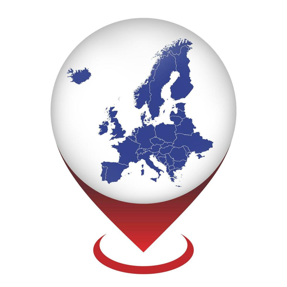 Map pointer with Europe Map. Vector illustration.