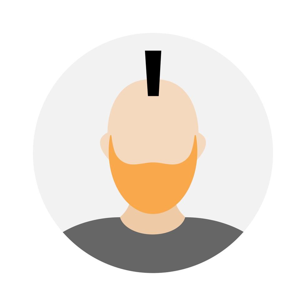 Empty face icon avatar with Iroquois and beard. Vector illustration.