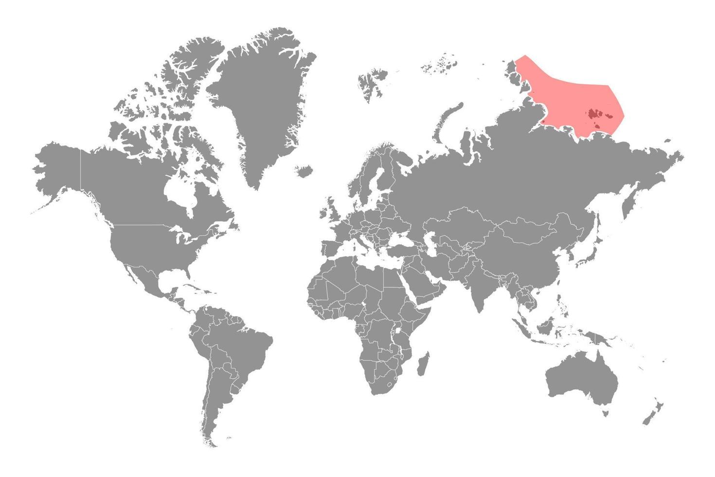 laptev mar en el mundo mapa. vector ilustración.