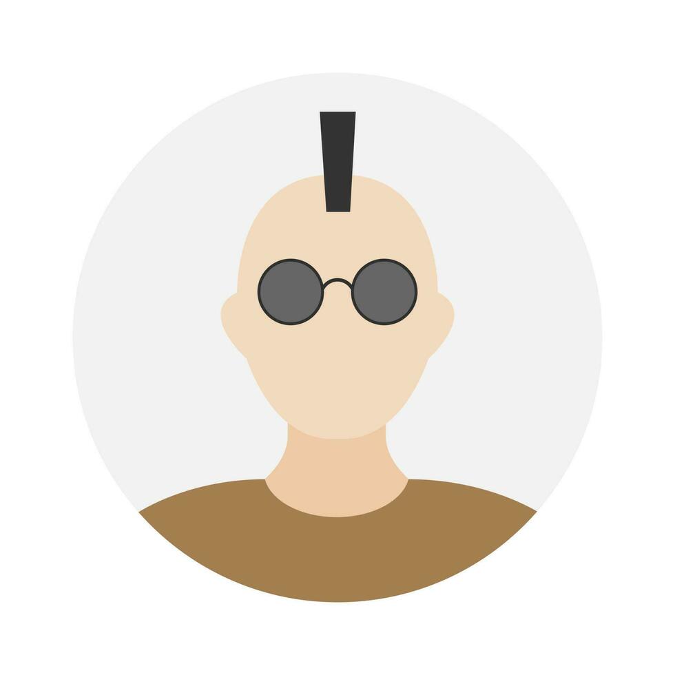 Empty face icon avatar with Iroquois and sunglasses. Vector illustration.