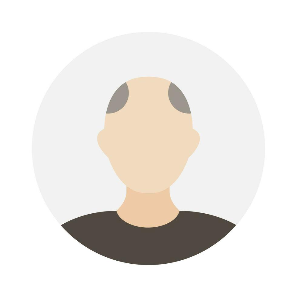 Empty face icon avatar with bald patch. Vector illustration.