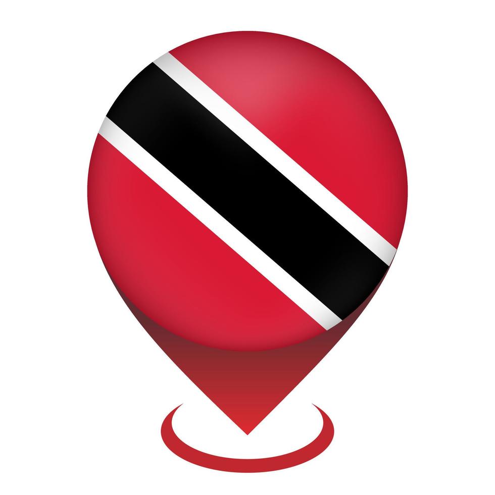 Map pointer with contry Trinidad and Tobago. Trinidad and Tobago flag. Vector illustration.
