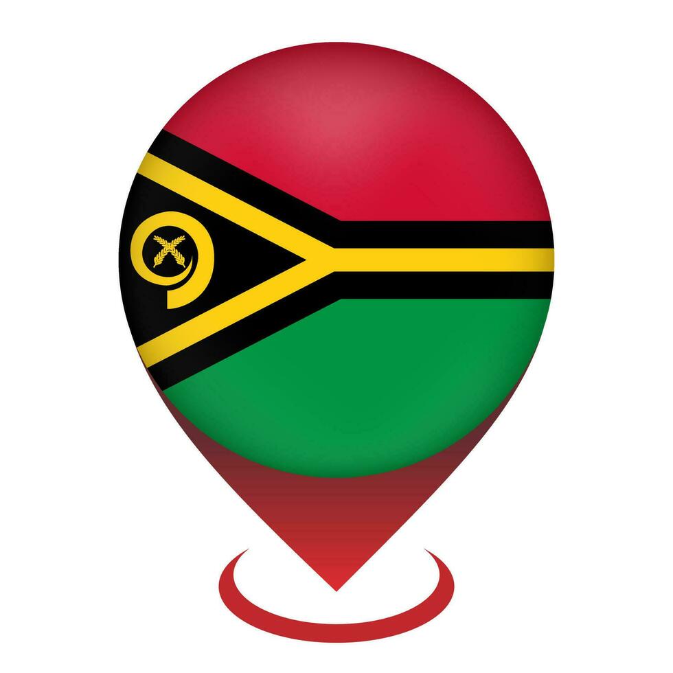 Map pointer with contry Vanuatu. Vanuatu flag. Vector illustration.