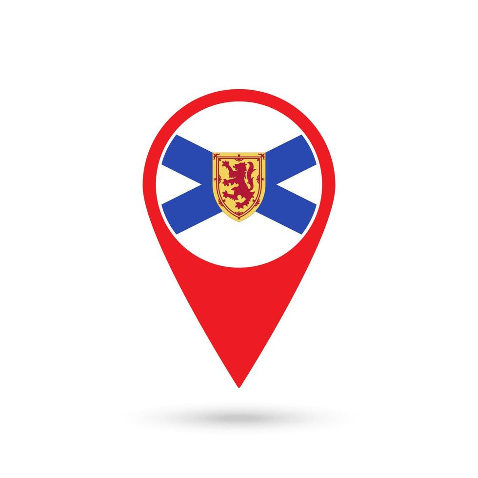 mapa puntero con provincia estrella nueva escocia vector ilustración.