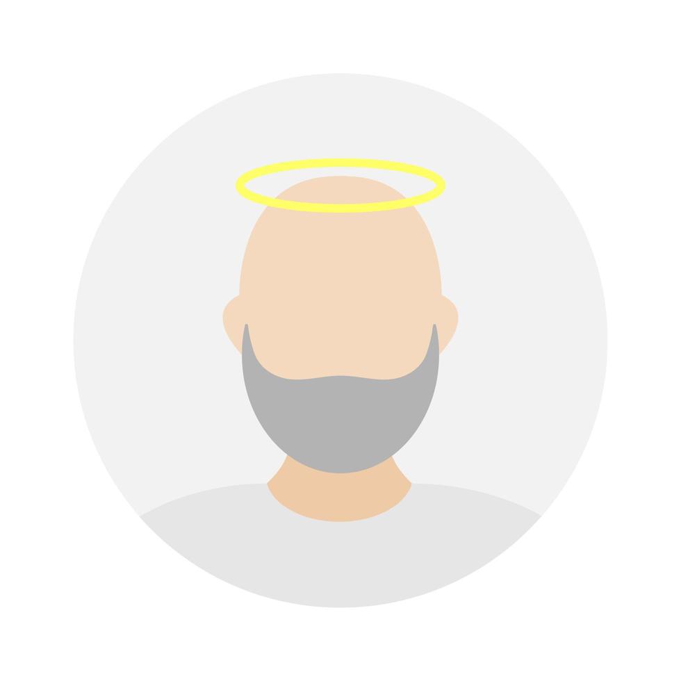 Empty face icon avatar with nimbus and beard. Vector illustration.