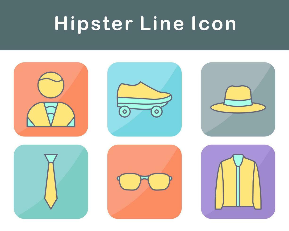 hipster vector icono conjunto