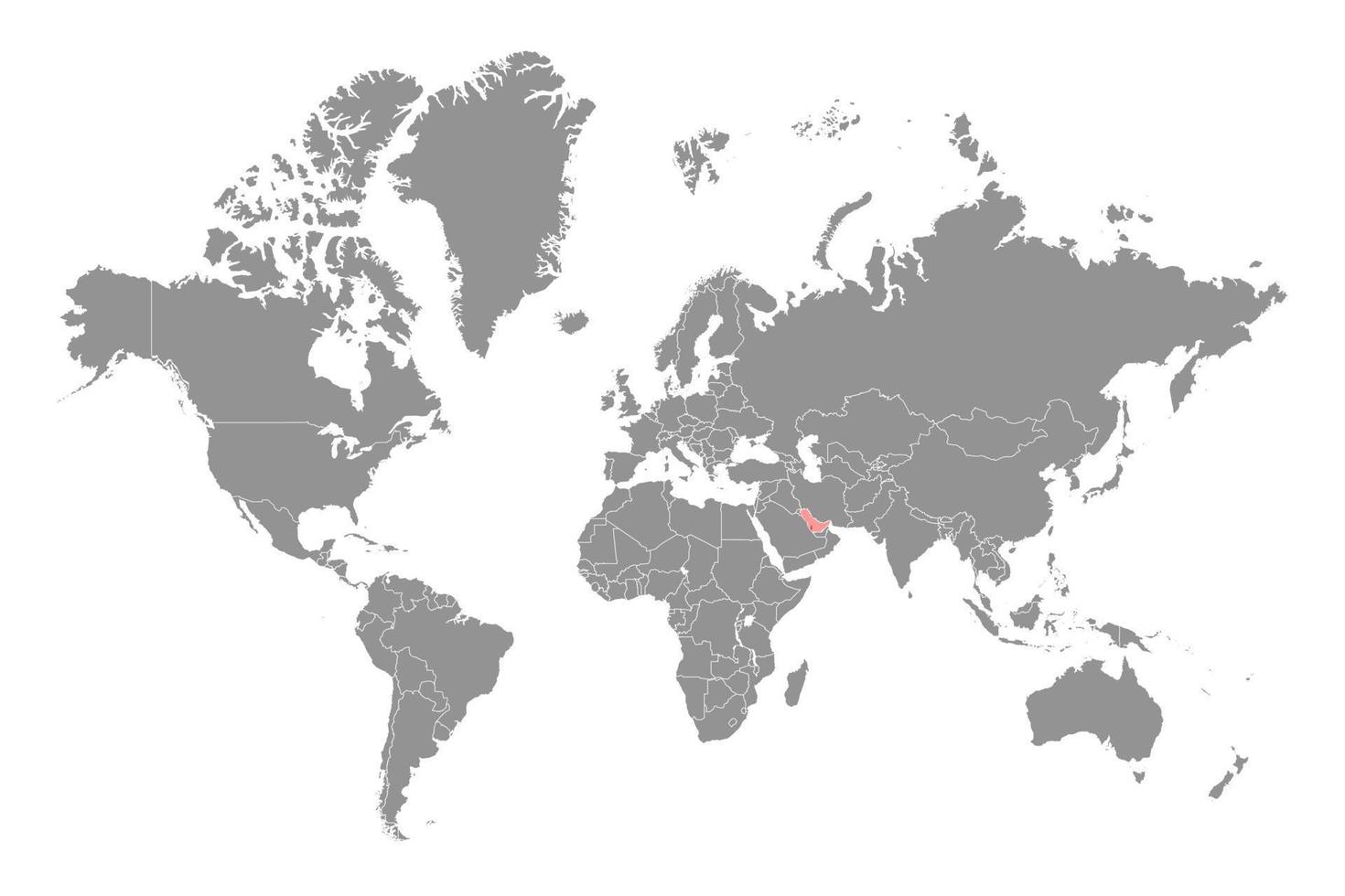 Persian Gulf on the world map. Vector illustration.
