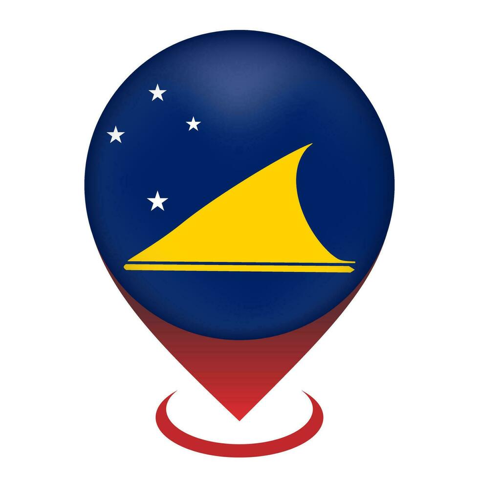 puntero del mapa con el país tokelau. bandera de tokelau ilustración vectorial vector
