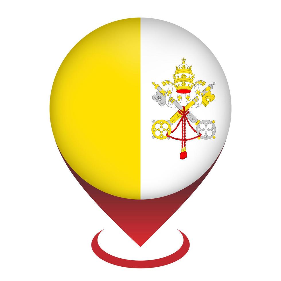 Map pointer with country Vatican City. Vatican City flag. Vector illustration.