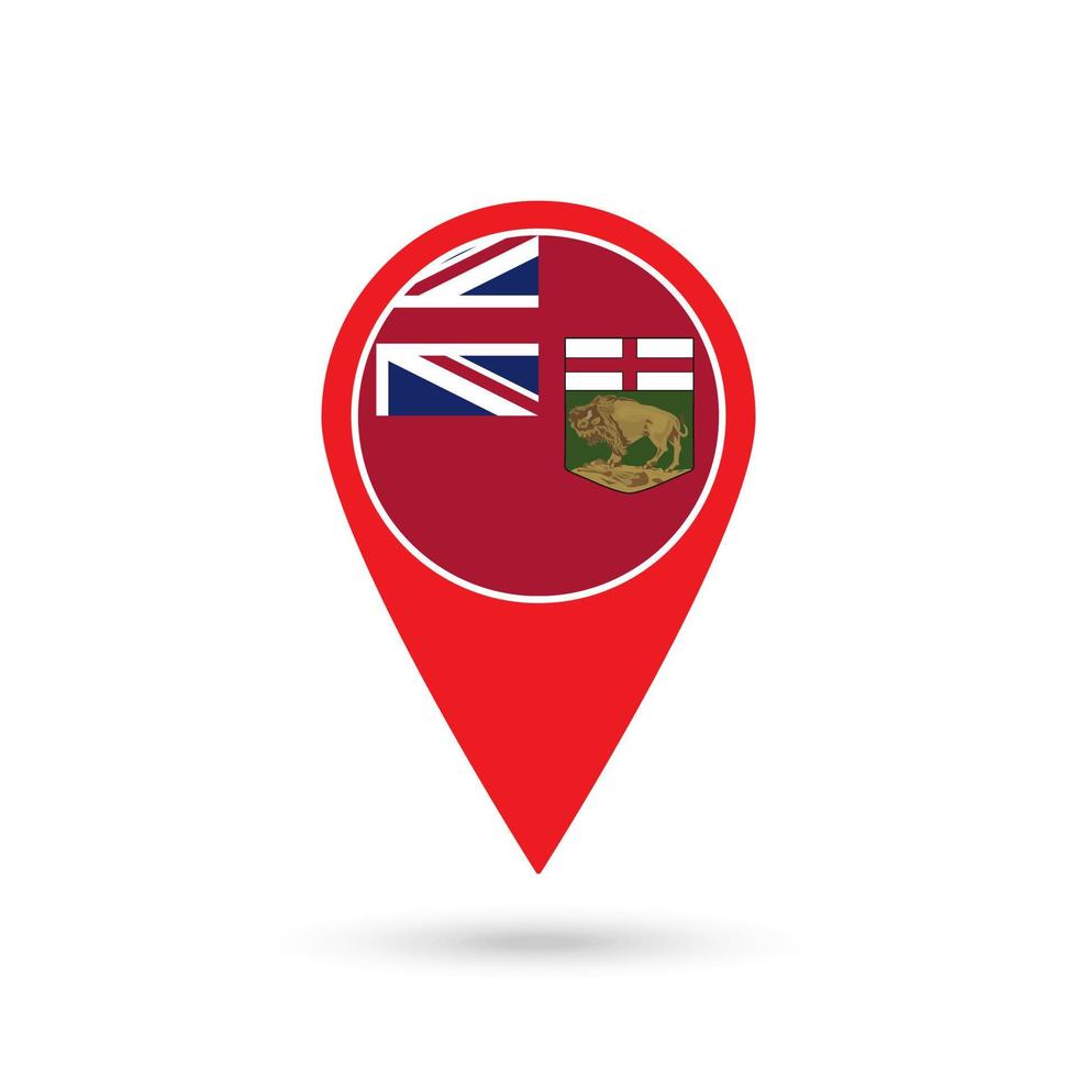 Map pointer with province Manitoba. Vector illustration.
